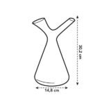 Line drawing of a vase with a wide base and curved neck, 14.8 cm wide and 30.2 cm tall.