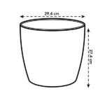Illustration of a plant pot with dashed lines indicating a top diameter of 29.4 cm and a height of 27.4 cm.