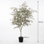 Tall decorative tree in a black pot, about 165 cm tall with a 25 cm pot diameter