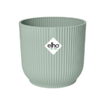 Mint-green ribbed planter with Elho logo at center