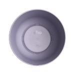 Top-down view of a lavender purple bowl with the 'elho' brand embossed on the bottom edge.