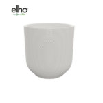 White textured planter pot with a diamond-knurl pattern and a rounded bottom (no plant)