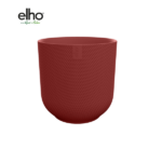 Red textured plant pot with a rounded bottom on a white background; Elho logo visible in the corner.