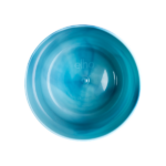 Top-down view of a blue circular plastic plant pot saucer with a shallow inner well and the brand name elho visible in the center