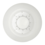 White circular ceiling-mounted mounting plate with a central hub and small mounting slots around the ring