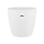 White ceramic planter with a subtle elho logo on the front.