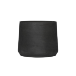 Dark gray cylindrical plant pot with a slightly tapered shape and rounded base.