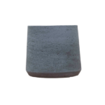 Gray square ceramic planter base with a rounded brown bottom edge and subtle texture