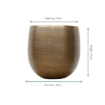 Brown ceramic vase with a rounded body, annotated with dimensions: opening 37 cm, diameter 42 cm, and height 41 cm.