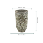 Tall, textured ceramic planter with a porous surface; opening 26 cm, diameter 33 cm, height 57 cm.