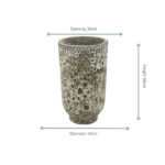 Tall cylindrical ceramic vase with a porous, speckled surface; opening 36 cm, height 66 cm, diameter 44 cm.