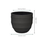 Large dark ribbed planter; opening 55.5 cm, diameter 65 cm, height 54 cm ends.
