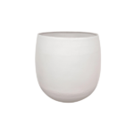 White rounded ceramic planter with a smooth matte finish.