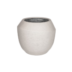 Cream ceramic planter with a faceted, geometric rim and textured surface, shown empty against a white background