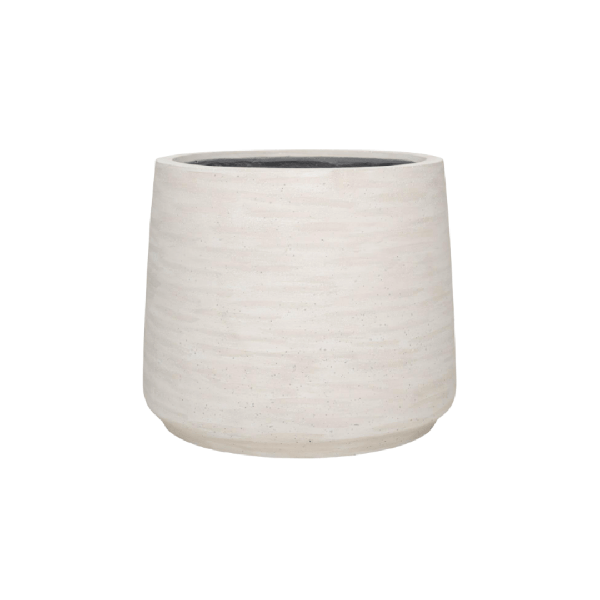 Cream ceramic planter with a dark interior, suitable for small plants or succulents.