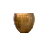 Brown ceramic bowl with a rounded shape and glossy glaze, isolated on a white background.