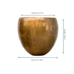 Large wooden planter pot with a rounded body; opening 57 cm, diameter 69 cm, height 54 cm.