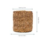 Woven wicker storage basket with open top; opening 27 cm, diameter 30 cm, height 27 cm