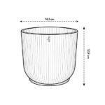 Ridge-patterned cylindrical planter with a slightly flared top, 14.1 cm diameter and 12.9 cm tall (brand: elho).