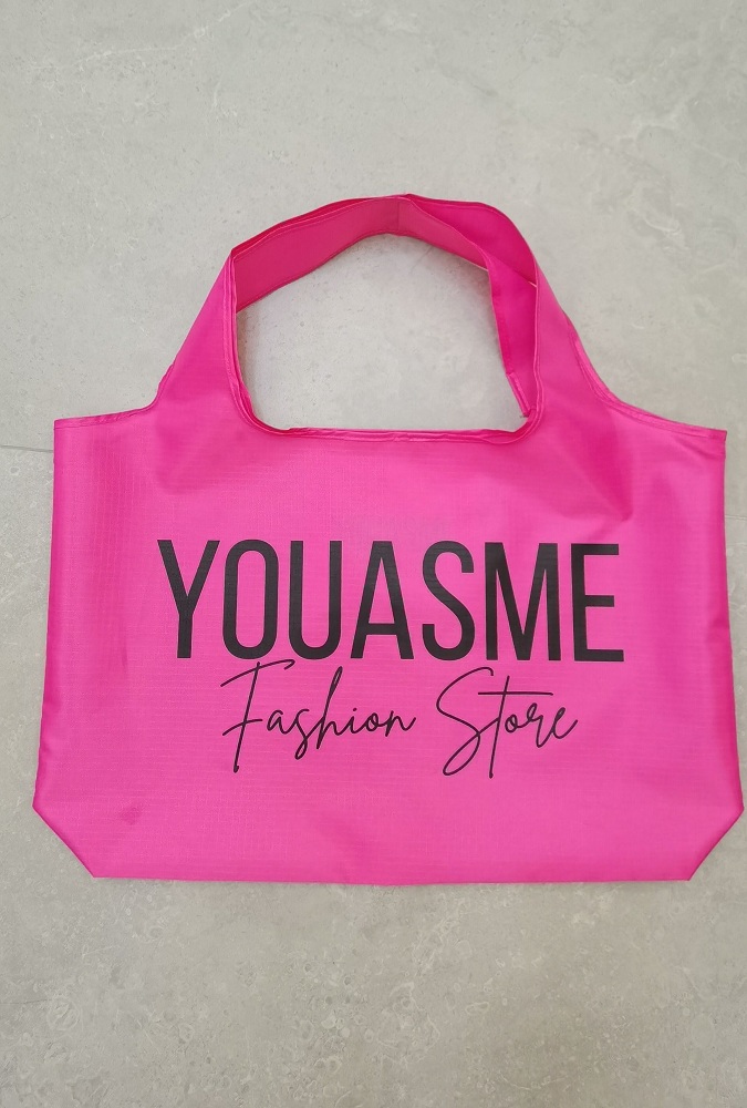 Opvouwbare boodschappentas met logo, roze